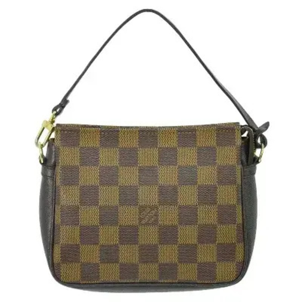 Louis Vuitton LV Trousse Makeup Damier Pouch Canvas Leather Ebene Brown